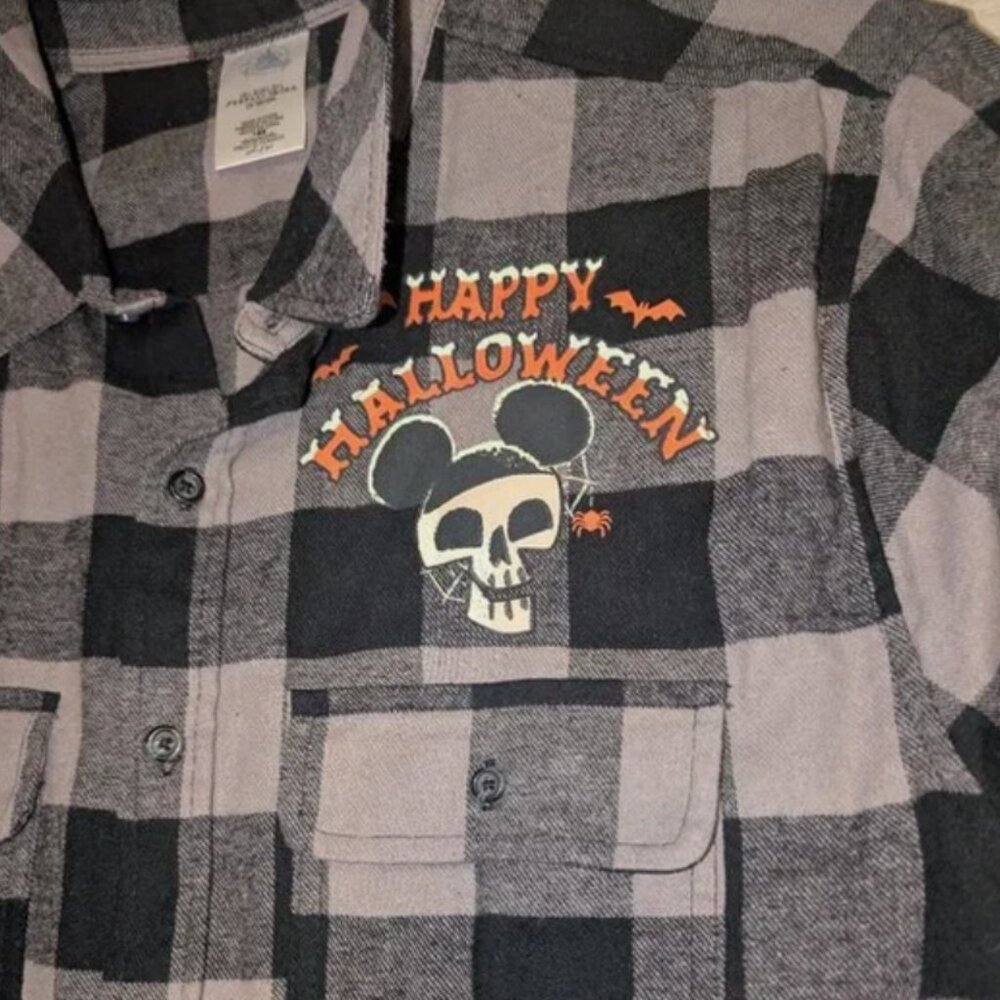 Walt Disney World Halloween Long Sleeve Plaid Shirt for Adults Size L - Picture 3 of 5